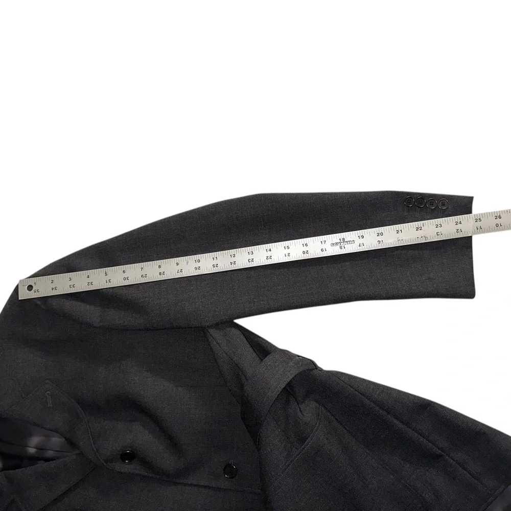 John Varvatos Made in Italy 100% Wool Gray Belted Blazer Sport Coat Jacket ~ 40R - Picture 12 of 12